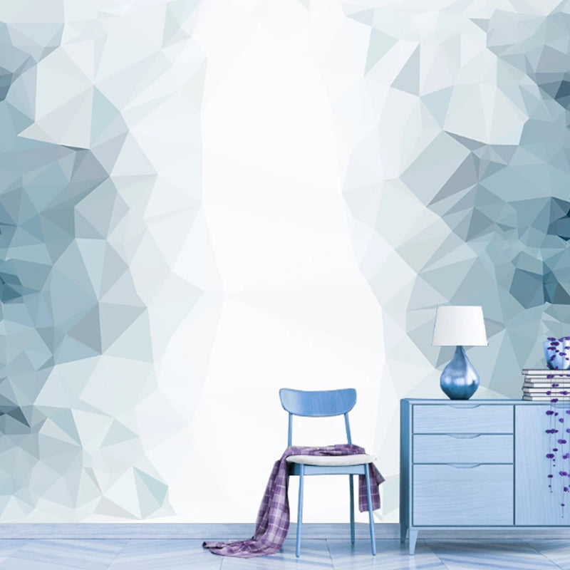 Blue and White Geometries Mural Wallpaper Water-Resistant Wall Art for Guest Room Decoration Blue-White Clearhalo 'Wall Decor' 'Wall Mural' 978761