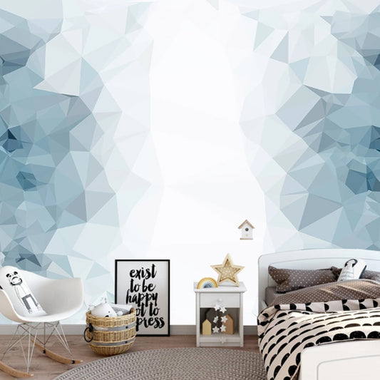 Blue and White Geometries Mural Wallpaper Water-Resistant Wall Art for Guest Room Decoration Clearhalo 'Wall Decor' 'Wall Mural' 978763