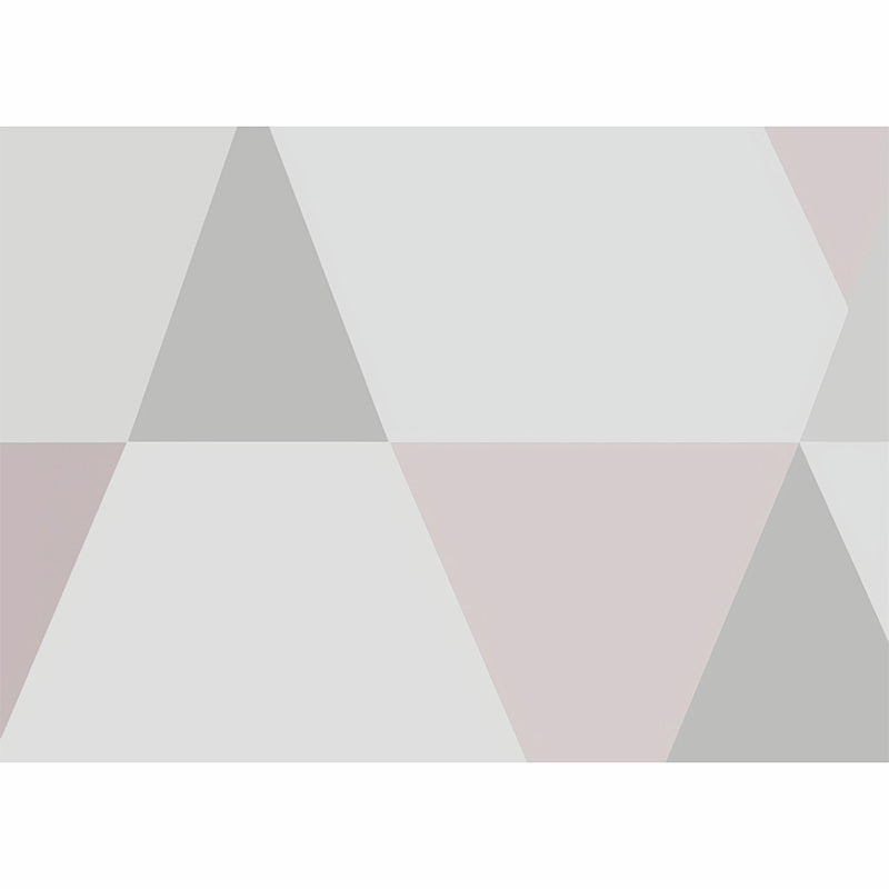 Whole Triangle Mural Wallpaper for Girl's Bedroom Geometries Wall Art in Pink and Grey, Water-Resistant Clearhalo 'Wall Decor' 'Wall Mural' 978799