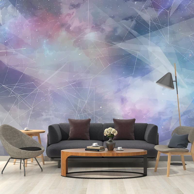 Big Deep Space Mural Wallpaper for Ceiling Decoration 3D Effect Wall Art in Pink and Purple, Stain-Resistant Gray-Pink Clearhalo 'Wall Decor' 'Wall Mural' 978996