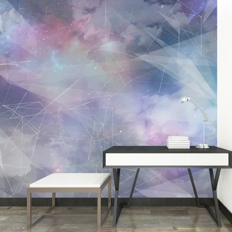 Big Deep Space Mural Wallpaper for Ceiling Decoration 3D Effect Wall Art in Pink and Purple, Stain-Resistant Clearhalo 'Wall Decor' 'Wall Mural' 978998