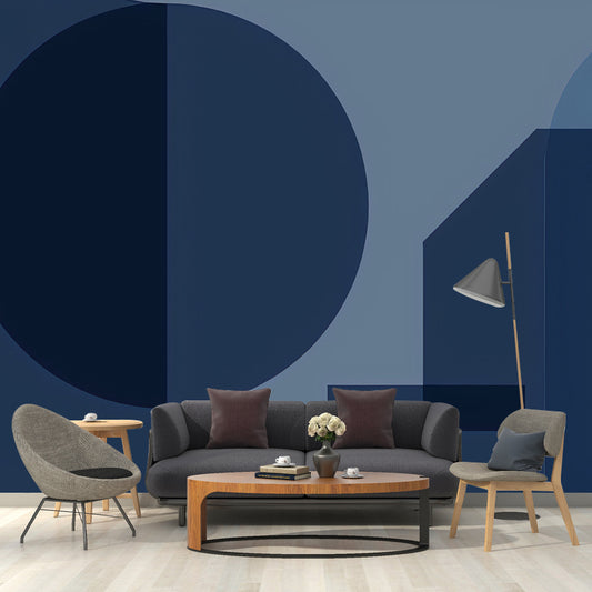 Blue Circle Wall Mural Decal Stain-Resistant Wall Covering for Living Room Decoration Clearhalo 'Wall Decor' 'Wall Mural' 979118