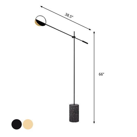 Metallic Hoop Stand Up Lamp Modernist Single Black/Gold Finish Floor Standing Light with Balance Arm Clearhalo 'Floor Lamps' 'Lamps' Lighting' 979214