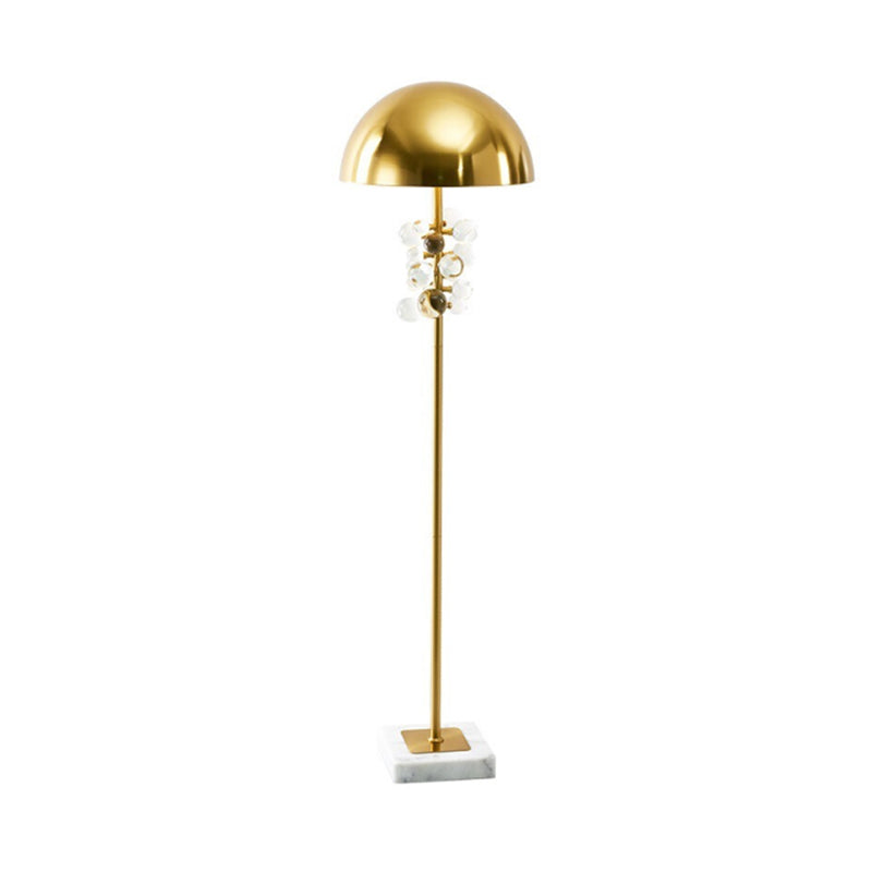 Metallic Semicircle Floor Lighting Postmodern 1 Head Gold Floor Lamp with Clear Crystal Ball Deco Clearhalo 'Floor Lamps' 'Lamps' Lighting' 979293