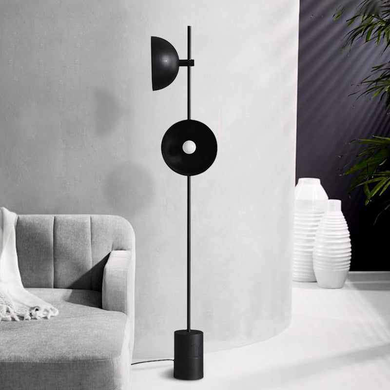 Minimalist 2 Bulbs Reading Floor Light with Metal Shade Black Finish Semicircle Standing Floor Lamp Clearhalo 'Floor Lamps' 'Lamps' Lighting' 979296