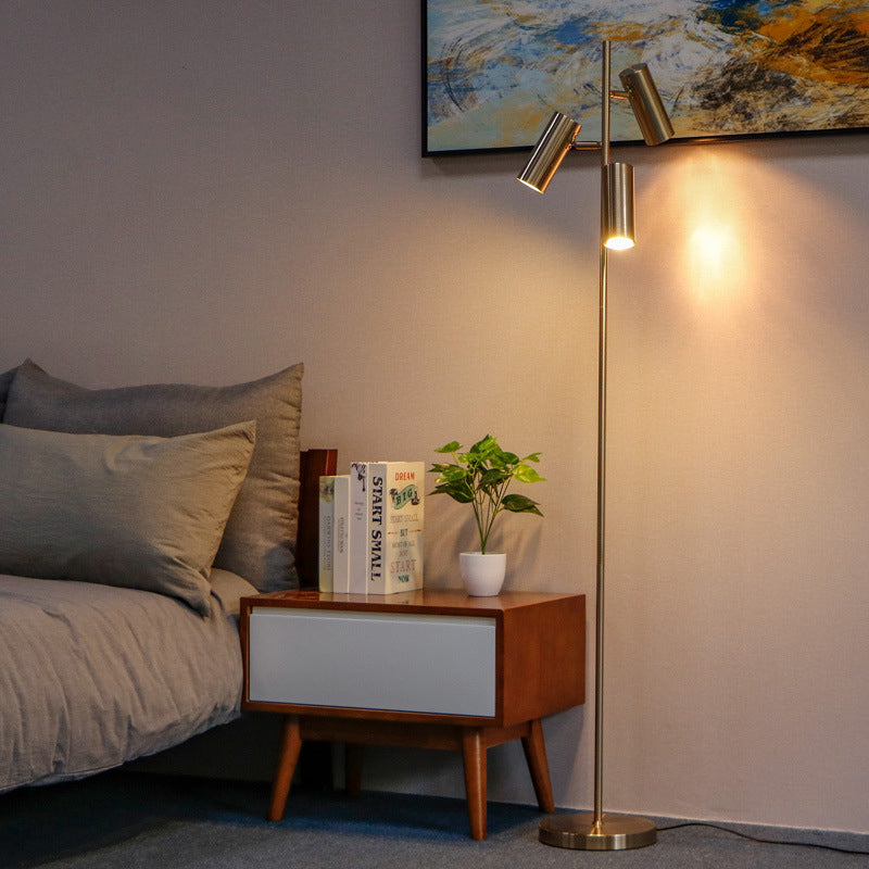 Tubular Bedroom Tree Floor Light Metallic 3-Head Post Modern Reading Floor Lamp in Gold Gold Clearhalo 'Floor Lamps' 'Lamps' Lighting' 979307