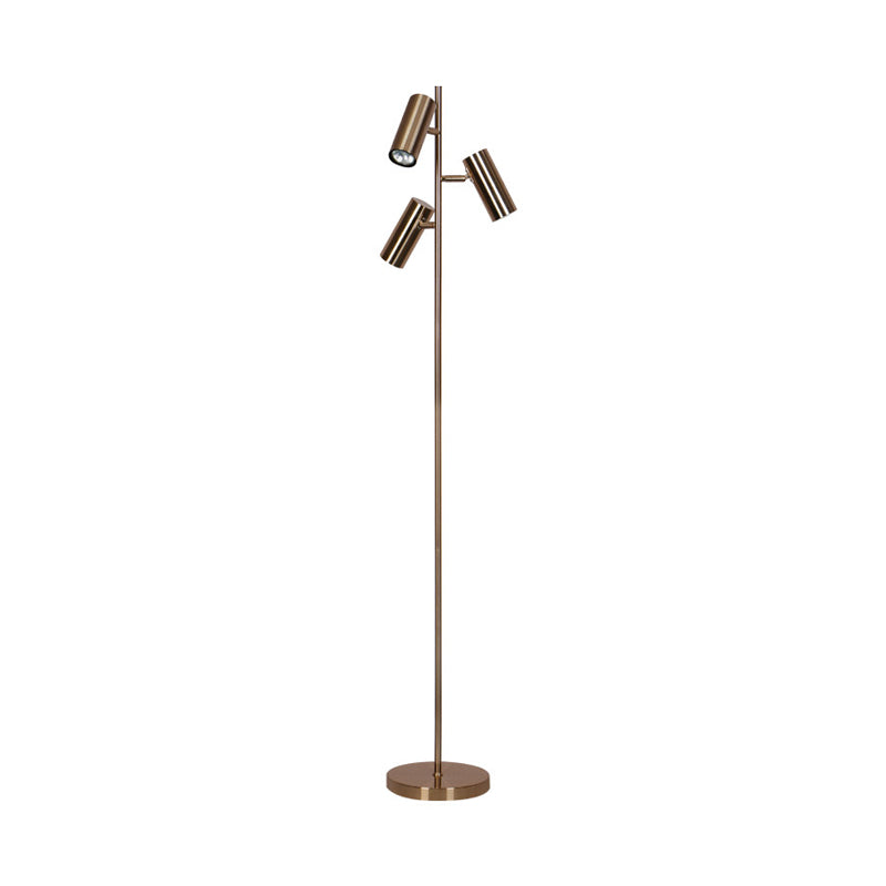 Tubular Bedroom Tree Floor Light Metallic 3-Head Post Modern Reading Floor Lamp in Gold Clearhalo 'Floor Lamps' 'Lamps' Lighting' 979309