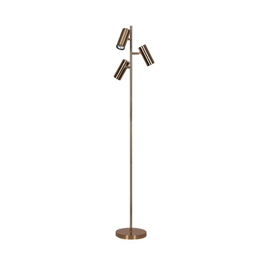 Tubular Bedroom Tree Floor Light Metallic 3-Head Post Modern Reading Floor Lamp in Gold Clearhalo 'Floor Lamps' 'Lamps' Lighting' 979309