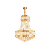 Crystal Basket Shaped Chandelier Vintage 8-Bulb Parlor Hanging Ceiling Light in Gold Clearhalo 'Ceiling Lights' 'Chandeliers' Lighting' options 979560