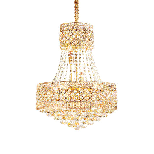 5 Bulbs Empire Style Drop Lamp Baroque Gold Opulent Crystal Chandelier Pendant Light Clearhalo 'Ceiling Lights' 'Chandeliers' Lighting' options 979567