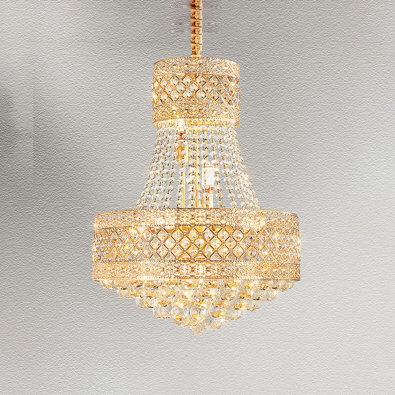 5 Bulbs Empire Style Drop Lamp Baroque Gold Opulent Crystal Chandelier Pendant Light Clearhalo 'Ceiling Lights' 'Chandeliers' Lighting' options 979568