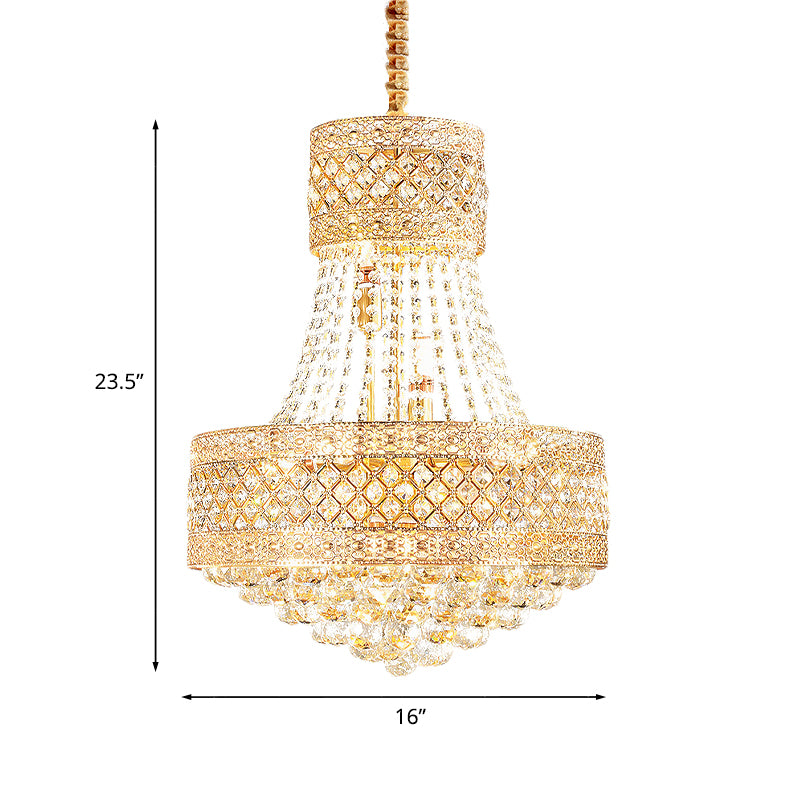 5 Bulbs Empire Style Drop Lamp Baroque Gold Opulent Crystal Chandelier Pendant Light Clearhalo 'Ceiling Lights' 'Chandeliers' Lighting' options 979569