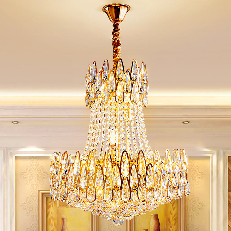 6 Lights Crystal Chandelier Modern Gold Tapered Living Room Ceiling Pendant Lamp Clearhalo 'Ceiling Lights' 'Chandeliers' Lighting' options 979570