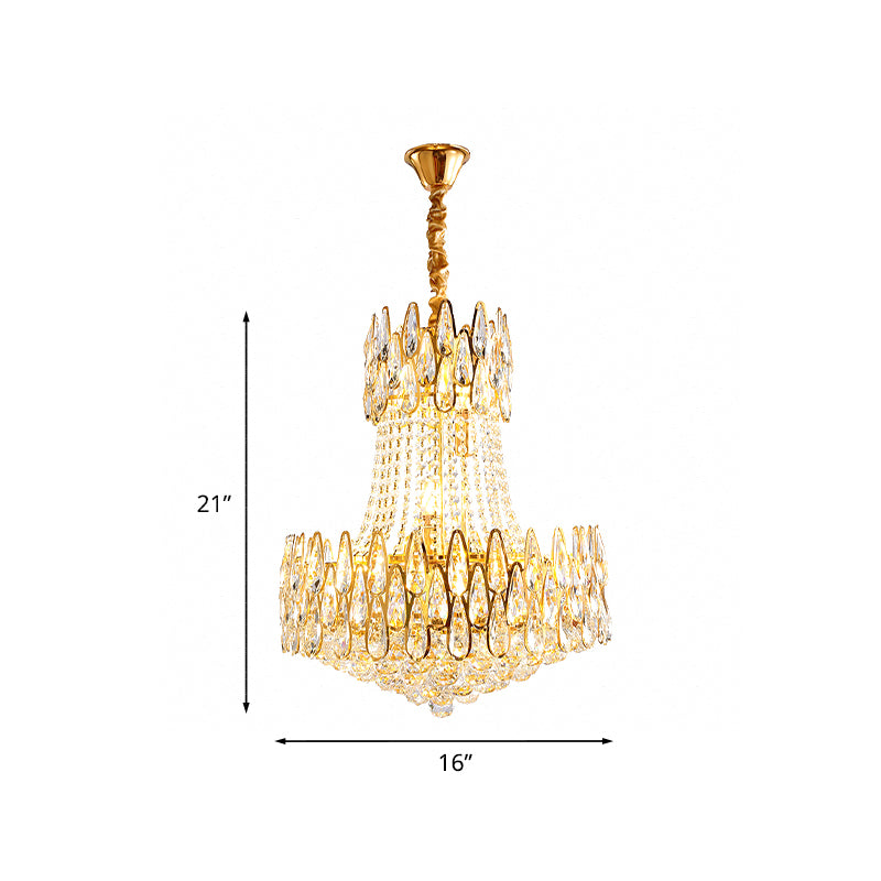 6 Lights Crystal Chandelier Modern Gold Tapered Living Room Ceiling Pendant Lamp Clearhalo 'Ceiling Lights' 'Chandeliers' Lighting' options 979573