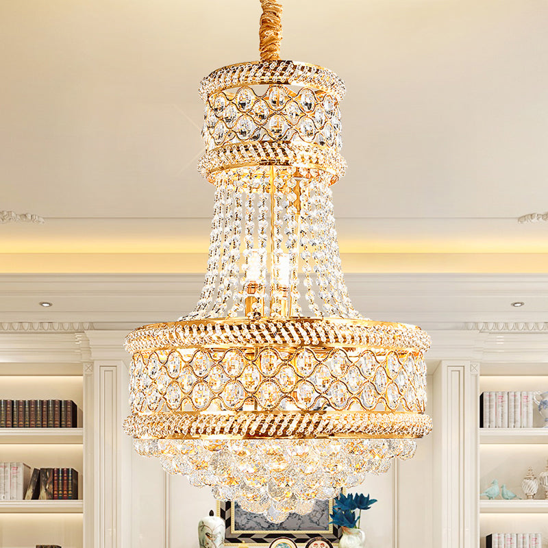 Cut K9 Crystal Gold Ceiling Chandelier Basket 7 Lights Victorian Style Pendant Lighting Fixture Clearhalo 'Ceiling Lights' 'Chandeliers' Lighting' options 979574