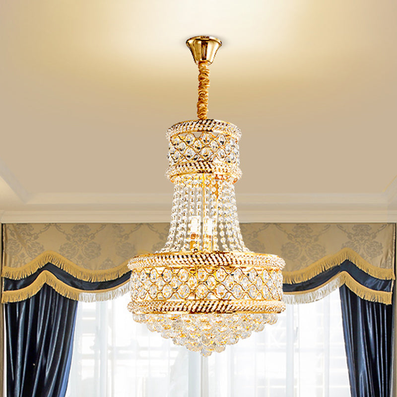 Cut K9 Crystal Gold Ceiling Chandelier Basket 7 Lights Victorian Style Pendant Lighting Fixture Clearhalo 'Ceiling Lights' 'Chandeliers' Lighting' options 979575