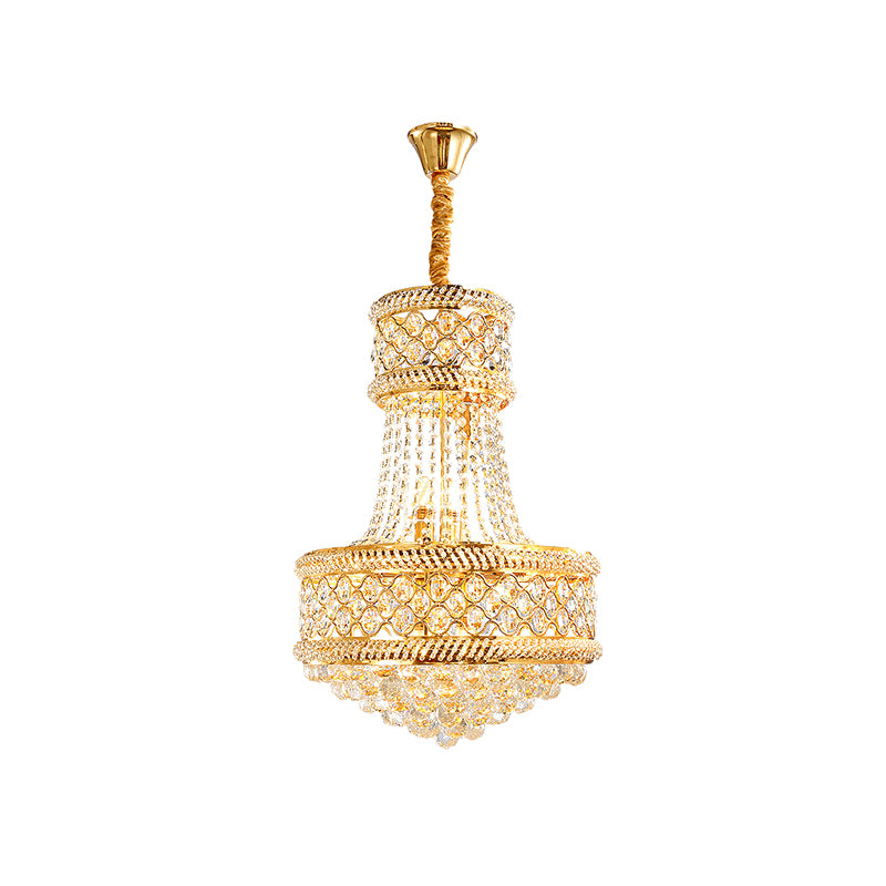 Cut K9 Crystal Gold Ceiling Chandelier Basket 7 Lights Victorian Style Pendant Lighting Fixture Clearhalo 'Ceiling Lights' 'Chandeliers' Lighting' options 979576