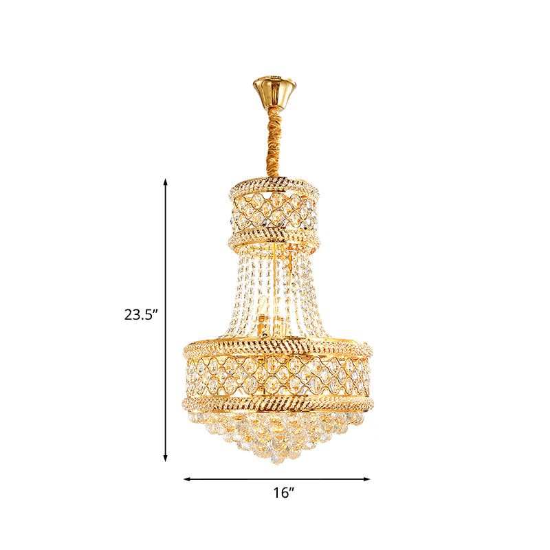 Cut K9 Crystal Gold Ceiling Chandelier Basket 7 Lights Victorian Style Pendant Lighting Fixture Clearhalo 'Ceiling Lights' 'Chandeliers' Lighting' options 979577