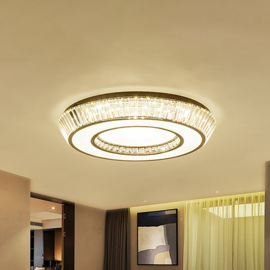 Tapered Hoop Flushmount Lighting Simple Clear Crystal Block LED Coffee Flush Mount Fixture for Living Room Clear Clearhalo 'Ceiling Lights' 'Close To Ceiling Lights' 'Close to ceiling' 'Flush mount' Lighting' 979661