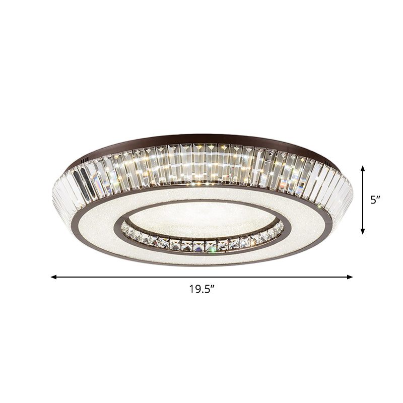 Tapered Hoop Flushmount Lighting Simple Clear Crystal Block LED Coffee Flush Mount Fixture for Living Room Clearhalo 'Ceiling Lights' 'Close To Ceiling Lights' 'Close to ceiling' 'Flush mount' Lighting' 979664