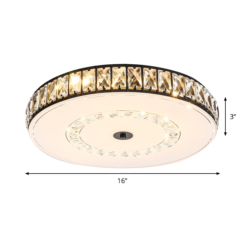 Square/Round Rectangle-Cut Crystal Flush Light Simple LED Black Flush Mount Ceiling Lamp Fixture Clearhalo 'Ceiling Lights' 'Close To Ceiling Lights' 'Close to ceiling' 'Flush mount' Lighting' 979682