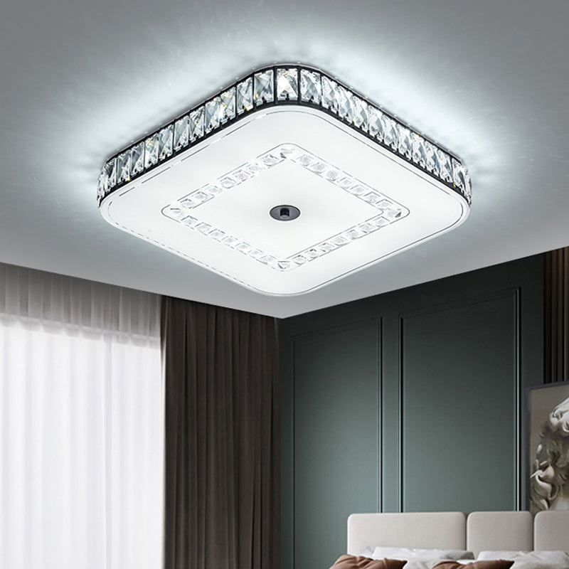 Square/Round Rectangle-Cut Crystal Flush Light Simple LED Black Flush Mount Ceiling Lamp Fixture Clearhalo 'Ceiling Lights' 'Close To Ceiling Lights' 'Close to ceiling' 'Flush mount' Lighting' 979684