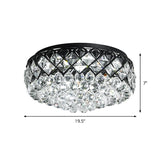 Black Drum Flush Mount Lighting Modern 7 Lights Crystal Balls Flushmount Lamp for Bedroom Clearhalo 'Ceiling Lights' 'Close To Ceiling Lights' 'Close to ceiling' 'Flush mount' Lighting' 979691