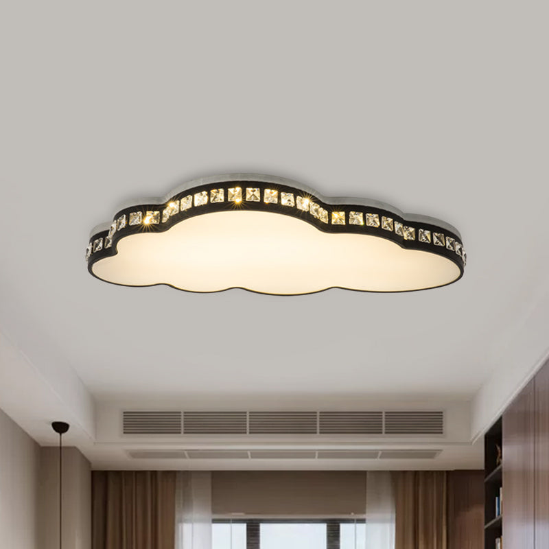 Cloud Shape Flush Light Fixture Minimalist Faceted Crystal LED Bedroom Flush Mount in Black Black Clearhalo 'Ceiling Lights' 'Close To Ceiling Lights' 'Close to ceiling' 'Flush mount' Lighting' 979692