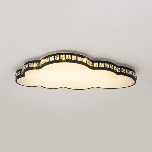 Cloud Shape Flush Light Fixture Minimalist Faceted Crystal LED Bedroom Flush Mount in Black Clearhalo 'Ceiling Lights' 'Close To Ceiling Lights' 'Close to ceiling' 'Flush mount' Lighting' 979694