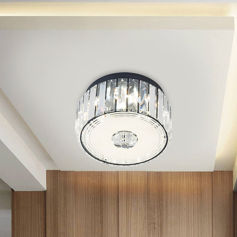 Simple Style Cylinder Ceiling Flush Mount Clear Rectangle-Cut Crystal LED Balcony Flush Lighting Clear Clearhalo 'Ceiling Lights' 'Close To Ceiling Lights' 'Close to ceiling' 'Flush mount' Lighting' 979696