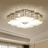 Contemporary LED Ceiling Flush with Crystal-Encrusted Shade Black Flower Flush Mounted Light Clearhalo 'Ceiling Lights' 'Close To Ceiling Lights' 'Close to ceiling' 'Flush mount' Lighting' 979709