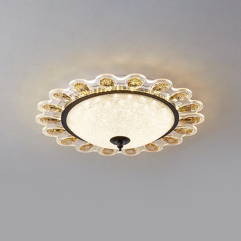 Yellow Crystal Floral Ceiling Flush Contemporary 16"/23.5" Wide LED Flushmount Lighting for Drawing Room Clearhalo 'Ceiling Lights' 'Close To Ceiling Lights' 'Close to ceiling' 'Flush mount' Lighting' 979718