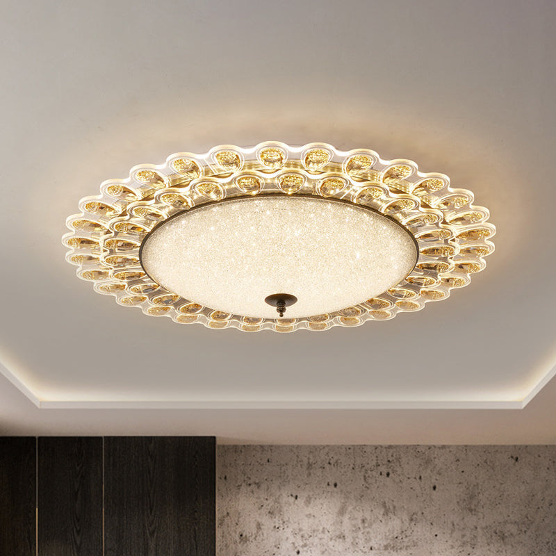 Yellow Crystal Floral Ceiling Flush Contemporary 16"/23.5" Wide LED Flushmount Lighting for Drawing Room Yellow 23.5" Clearhalo 'Ceiling Lights' 'Close To Ceiling Lights' 'Close to ceiling' 'Flush mount' Lighting' 979720