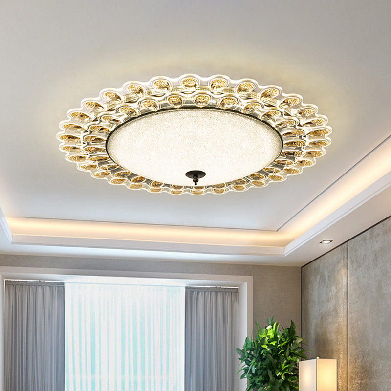 Yellow Crystal Floral Ceiling Flush Contemporary 16"/23.5" Wide LED Flushmount Lighting for Drawing Room Clearhalo 'Ceiling Lights' 'Close To Ceiling Lights' 'Close to ceiling' 'Flush mount' Lighting' 979721