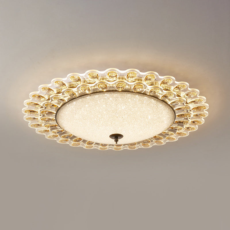 Yellow Crystal Floral Ceiling Flush Contemporary 16"/23.5" Wide LED Flushmount Lighting for Drawing Room Clearhalo 'Ceiling Lights' 'Close To Ceiling Lights' 'Close to ceiling' 'Flush mount' Lighting' 979723