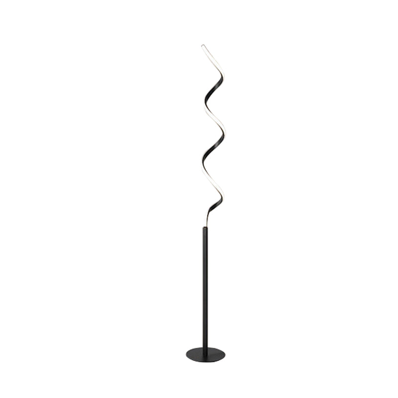 Spiral Shaped Floor Reading Light Modern Metal LED Bedroom Standing Lamp in Black/White Clearhalo 'Floor Lamps' 'Lamps' Lighting' 979752
