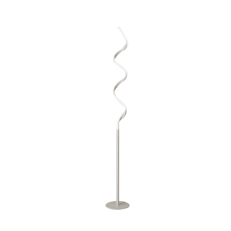 Spiral Shaped Floor Reading Light Modern Metal LED Bedroom Standing Lamp in Black/White Clearhalo 'Floor Lamps' 'Lamps' Lighting' 979757