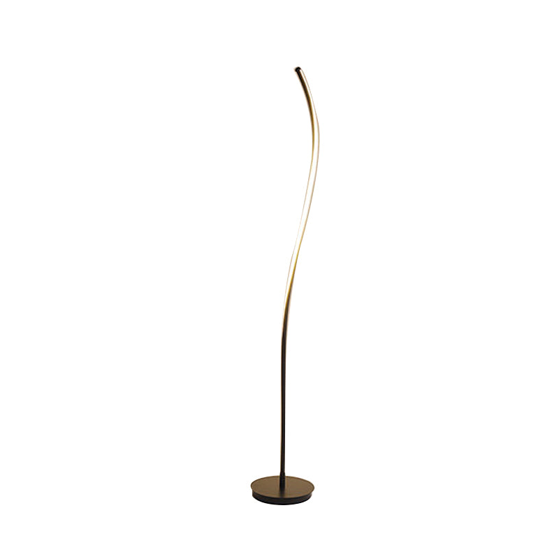 Nordic Curved Stand Up Lamp Metallic Living Room LED Floor Reading Light in Black/White Clearhalo 'Floor Lamps' 'Lamps' Lighting' 979759