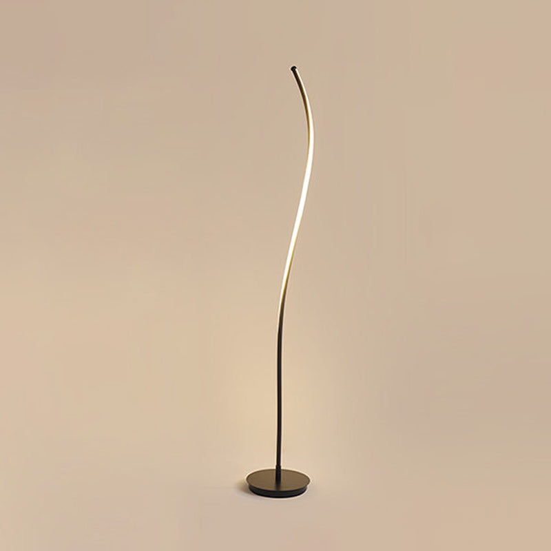 Nordic Curved Stand Up Lamp Metallic Living Room LED Floor Reading Light in Black/White Clearhalo 'Floor Lamps' 'Lamps' Lighting' 979760