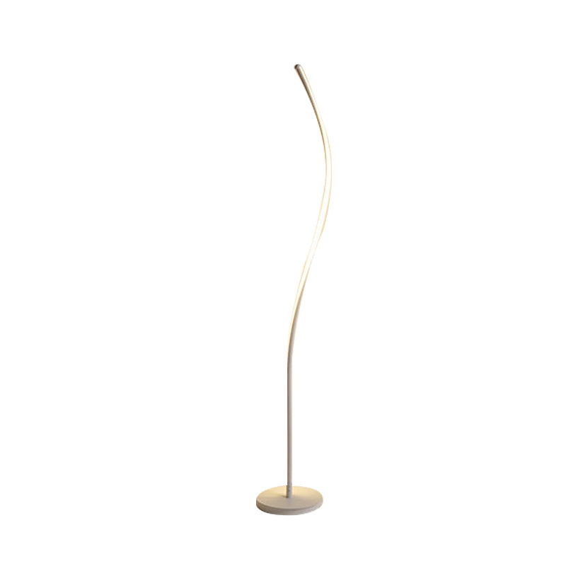 Nordic Curved Stand Up Lamp Metallic Living Room LED Floor Reading Light in Black/White Clearhalo 'Floor Lamps' 'Lamps' Lighting' 979765