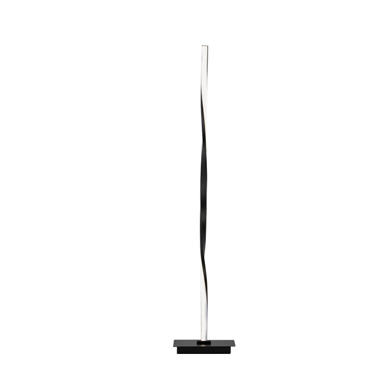 Metallic Spiral Line Floor Reading Lamp Minimalist Black/Silver LED Stand Up Lighting in Warm/White/Natural Light Clearhalo 'Floor Lamps' 'Lamps' Lighting' 979784