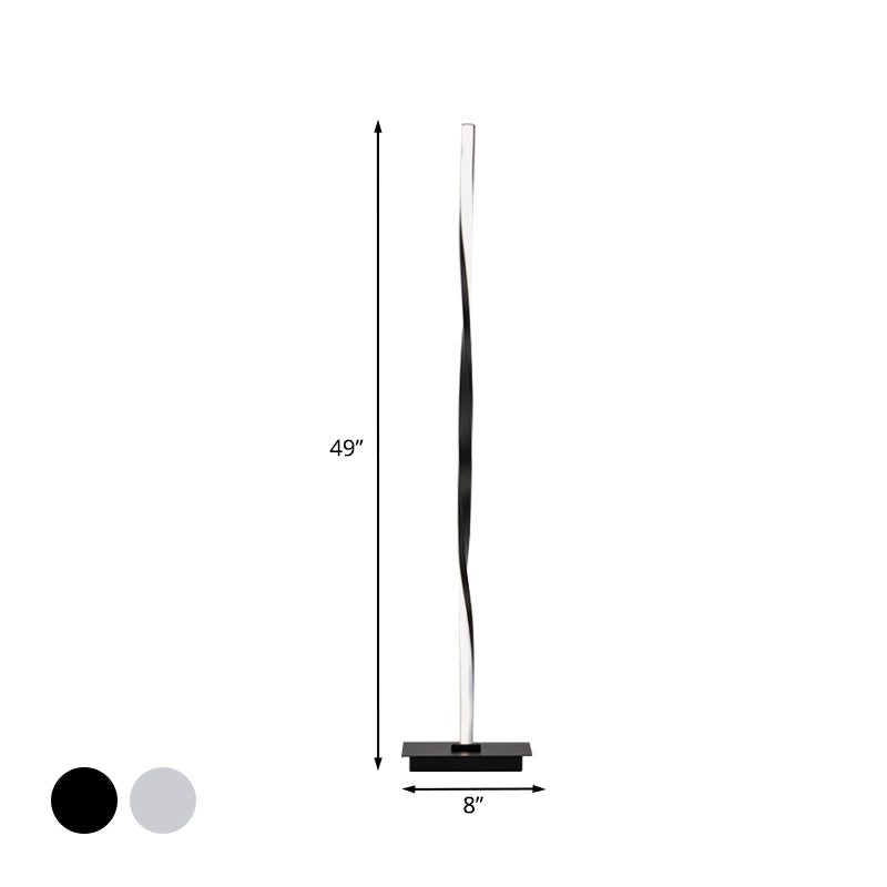 Metallic Spiral Line Floor Reading Lamp Minimalist Black/Silver LED Stand Up Lighting in Warm/White/Natural Light Clearhalo 'Floor Lamps' 'Lamps' Lighting' 979785