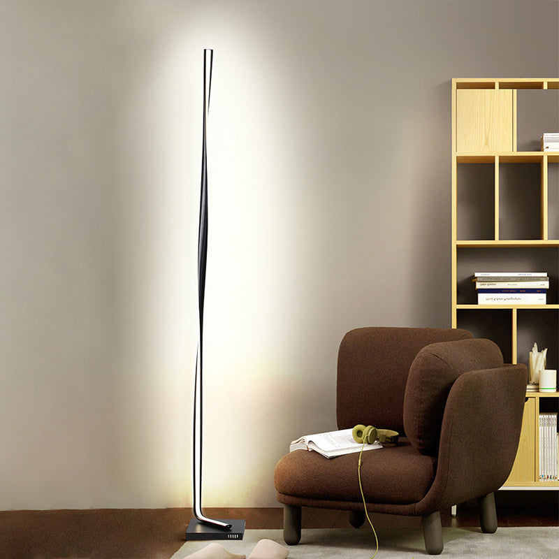 Black/White/Gold Column Stand Up Lighting Modernist LED Acrylic Floor Lamp for Study Room, Warm/White Light Black Clearhalo 'Floor Lamps' 'Lamps' Lighting' 979806