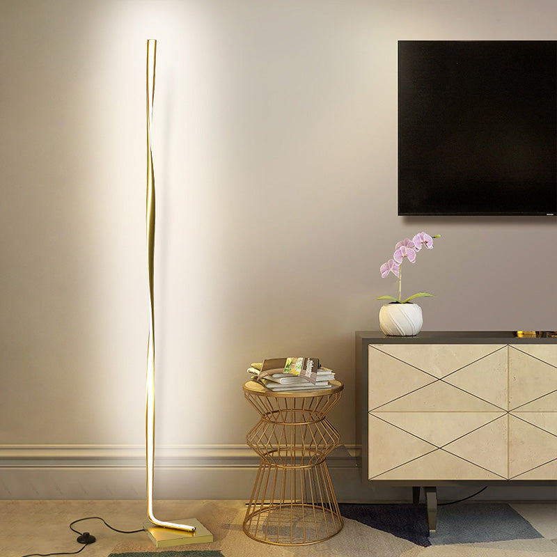 Black/White/Gold Column Stand Up Lighting Modernist LED Acrylic Floor Lamp for Study Room, Warm/White Light Clearhalo 'Floor Lamps' 'Lamps' Lighting' 979816