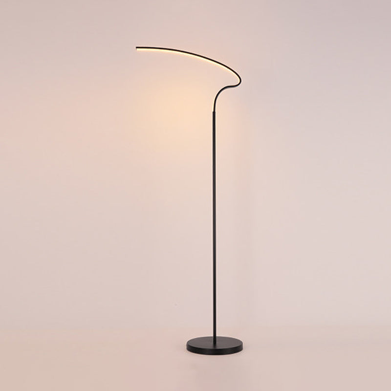 Modernist Curved Standing Lamp Metal LED Bedside Reading Floor Lighting in Black/White Clearhalo 'Floor Lamps' 'Lamps' Lighting' 979832