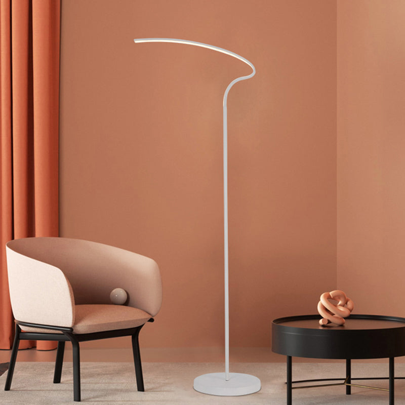Modernist Curved Standing Lamp Metal LED Bedside Reading Floor Lighting in Black/White Clearhalo 'Floor Lamps' 'Lamps' Lighting' 979835