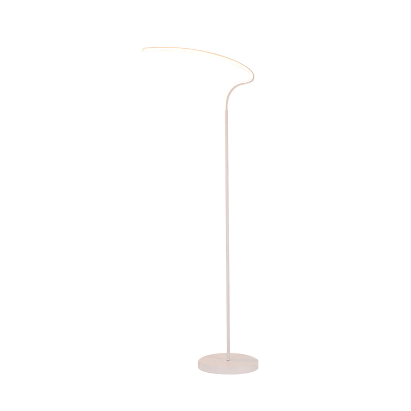 Modernist Curved Standing Lamp Metal LED Bedside Reading Floor Lighting in Black/White Clearhalo 'Floor Lamps' 'Lamps' Lighting' 979836