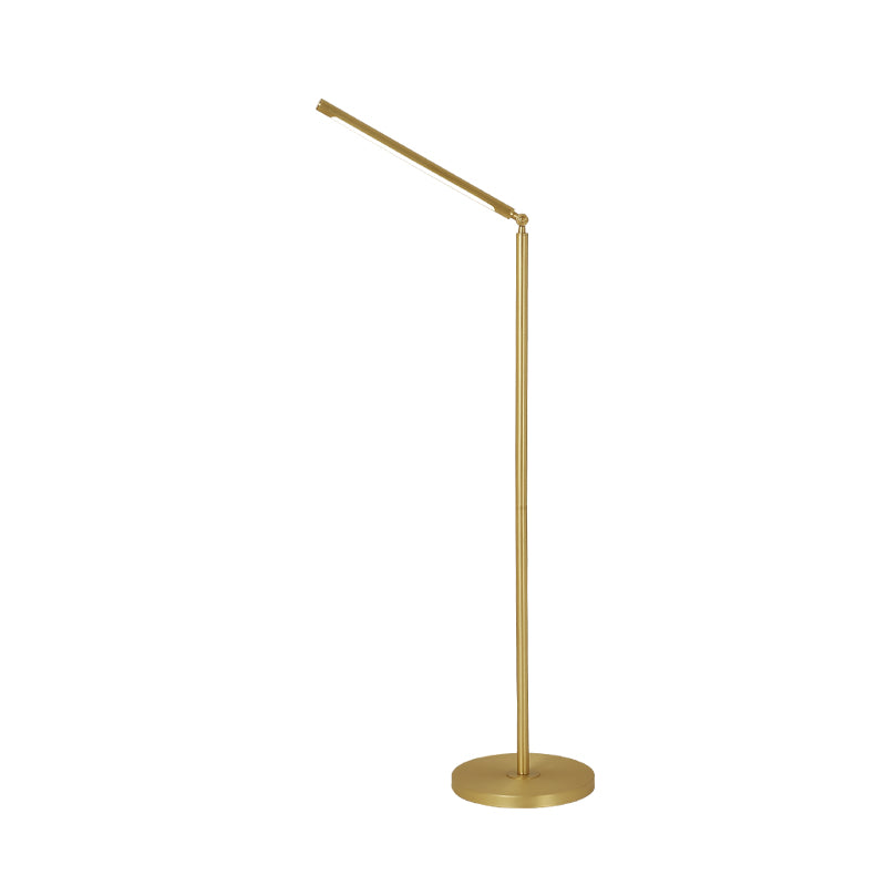 Brushed Brass Column Floor Lamp Minimalist LED Metallic Adjustable Standing Lighting for Living Room Clearhalo 'Floor Lamps' 'Lamps' Lighting' 979868