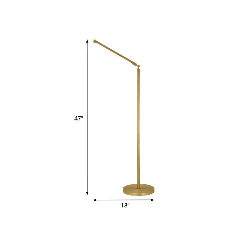 Brushed Brass Column Floor Lamp Minimalist LED Metallic Adjustable Standing Lighting for Living Room Clearhalo 'Floor Lamps' 'Lamps' Lighting' 979869
