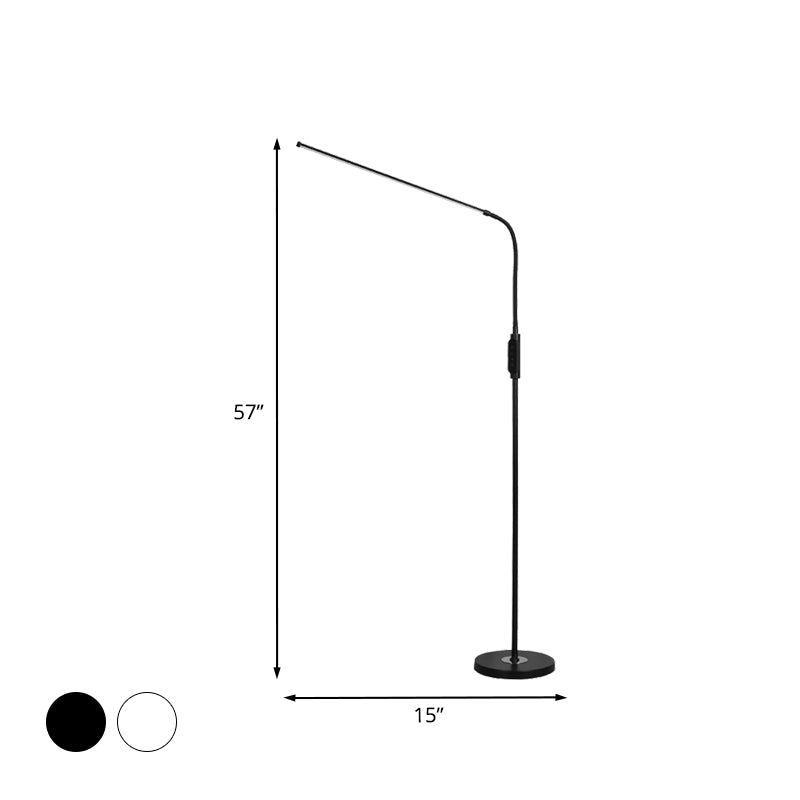 Adjustable Metallic Linear Standing Lamp Modernist Black/White LED Floor Reading Light with Switch Clearhalo 'Floor Lamps' 'Lamps' Lighting' 979889